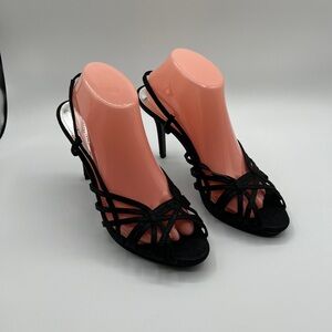 Monet Black 3” Strappy Heels with Glittery Sparkles - Size 10